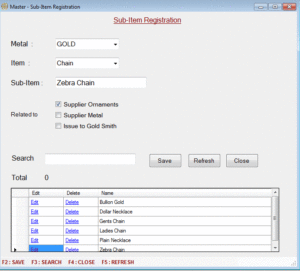 Sub-Item Registration